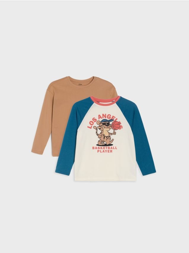 Sinsay - Tricouri din bumbac 2 pack - crem