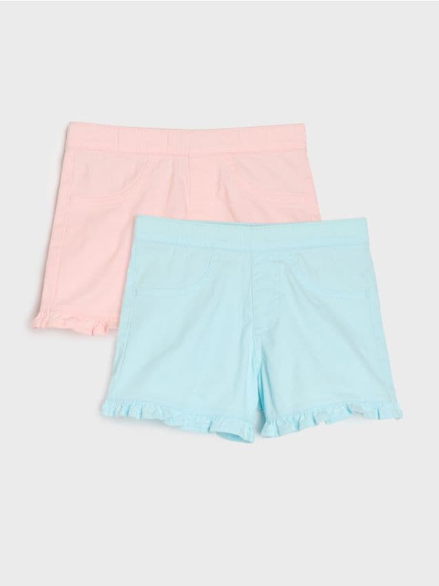 Sinsay - Pantaloni scurți din bumbac cu volane decorative 2 pack - multicolor
