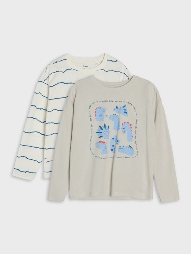 Sinsay - Tricouri din bumbac 2 pack - gri deschis