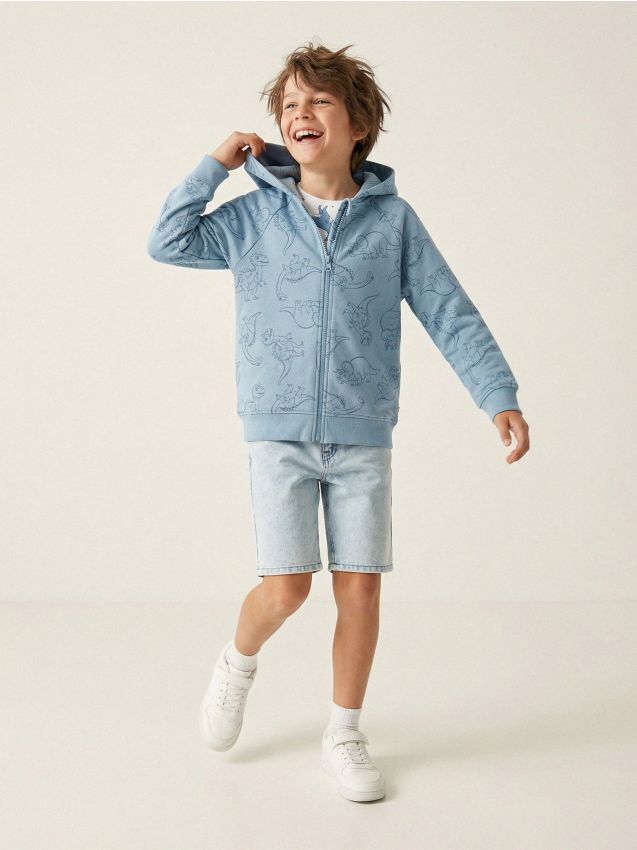 Sinsay - Hanorac cu glugă și fermoar - mid blue