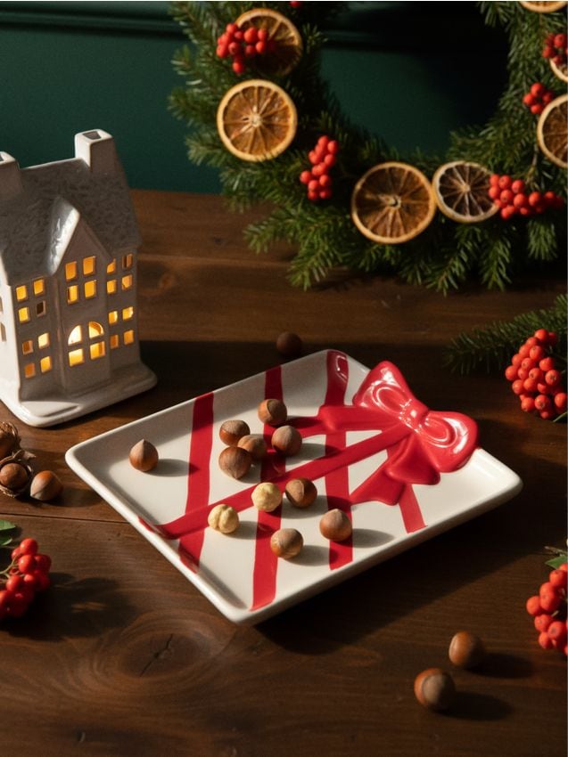 Sinsay - Keramický podnos s mašľou - biela