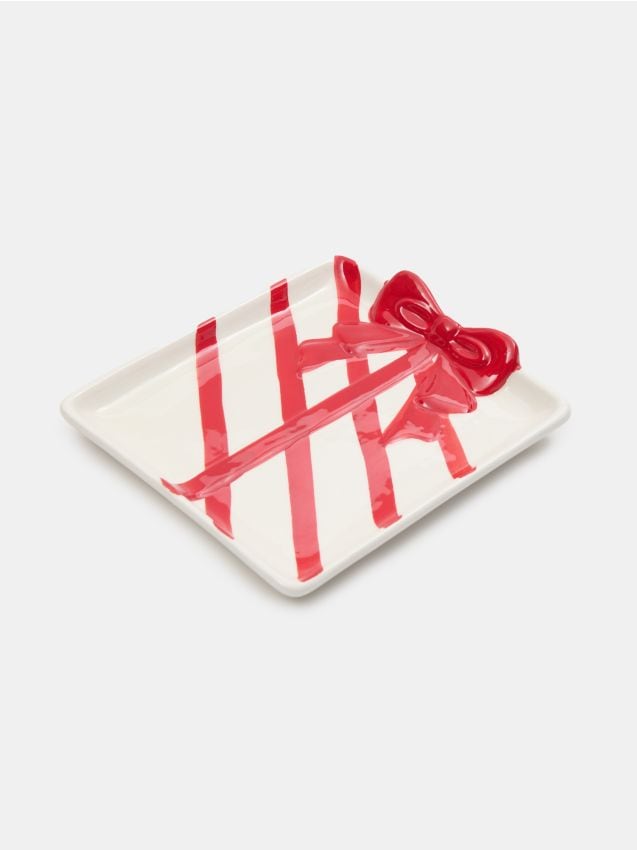 Sinsay - Keramický podnos s mašľou - biela