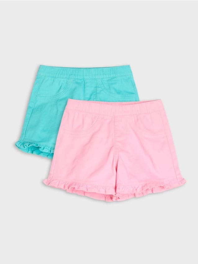 Sinsay - Pantaloni scurți din bumbac cu volane decorative 2 pack - multicolor