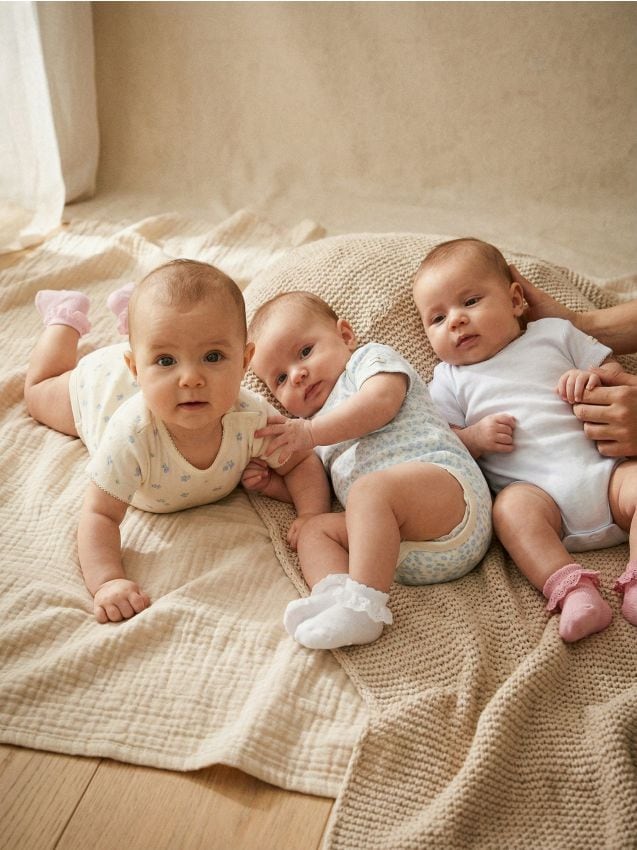 Sinsay - Body din bumbac cu model floral 3 pack - albastru-pal