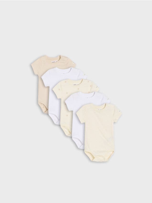 Sinsay - Set de 5 bodyuri din bumbac - nude