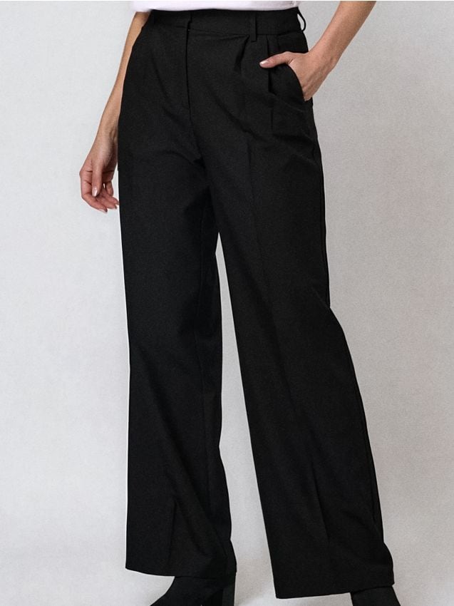 Sinsay - Pantaloni wide leg - negru