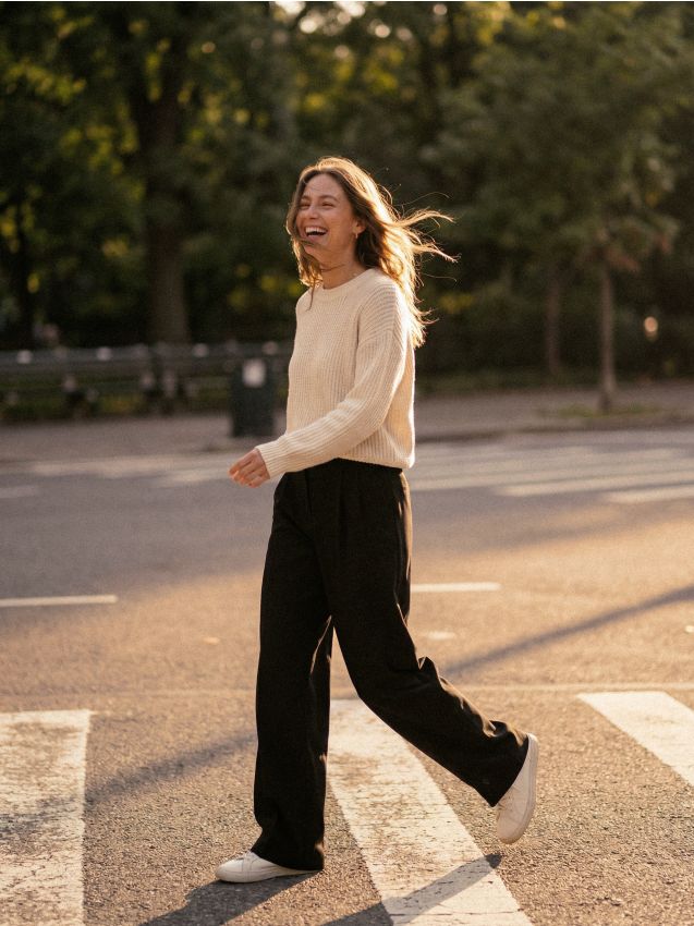 Sinsay - Pantaloni wide leg - negru