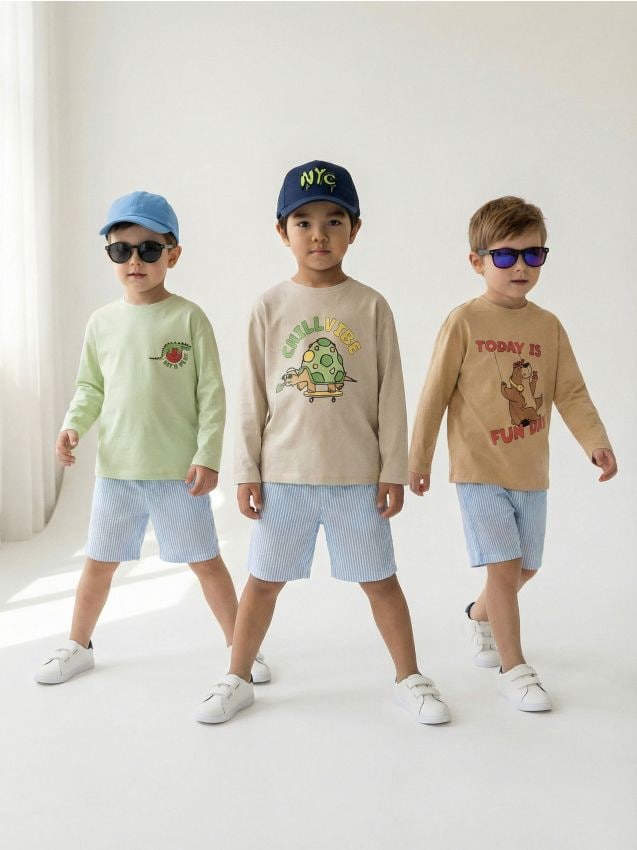 Sinsay - Tricouri din bumbac cu imprimeu 3 pack - gri deschis