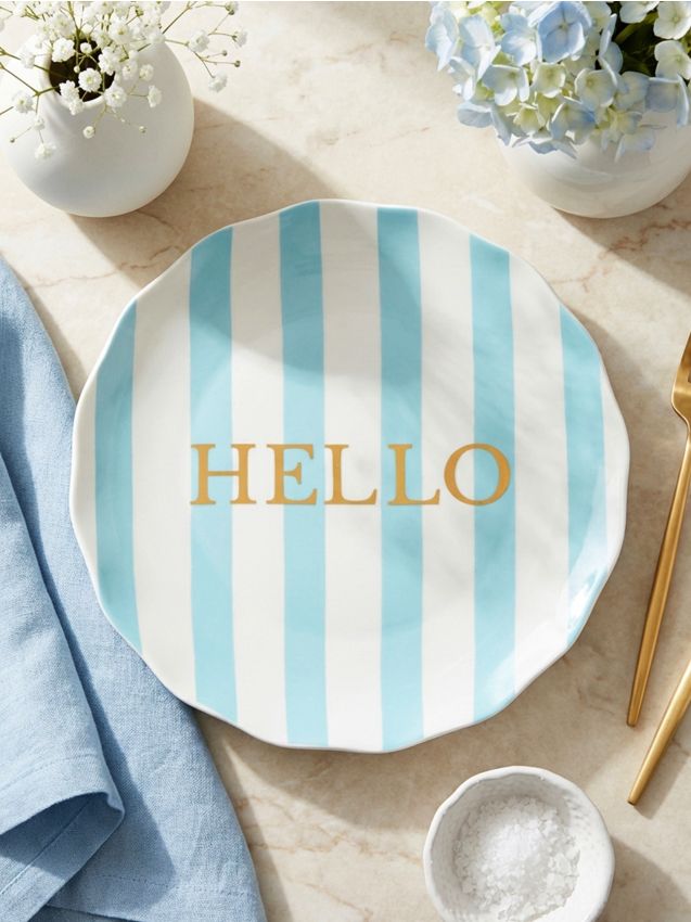 Sinsay - Farfurie ceramică cu inscripția Hello - verde-pal