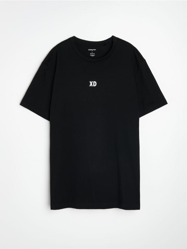 T-shirt in cotone con scritta XD - nero