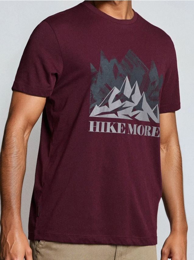 Sinsay - Tricou cu imprimeu - bordo