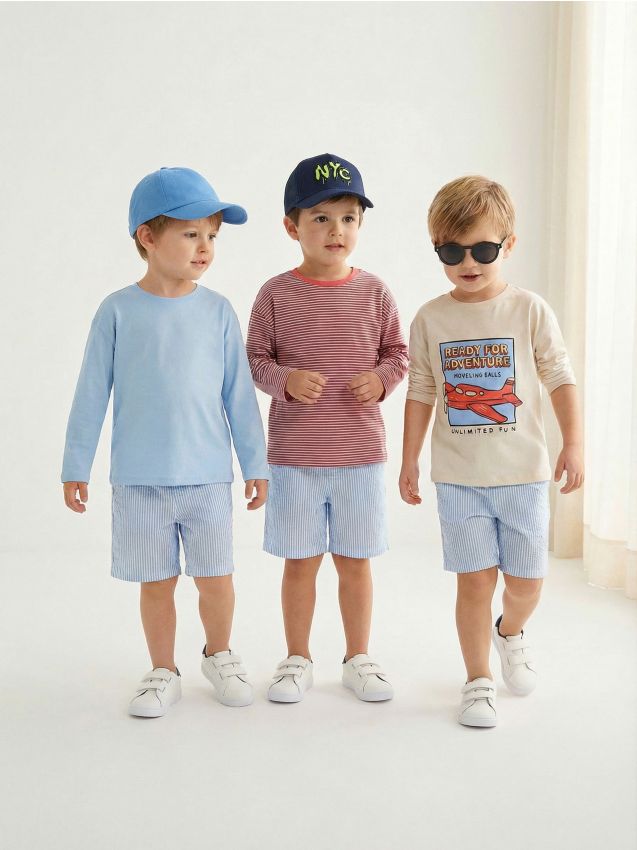 Sinsay - Set de 3 tricouri cu mâneci lungi - crem