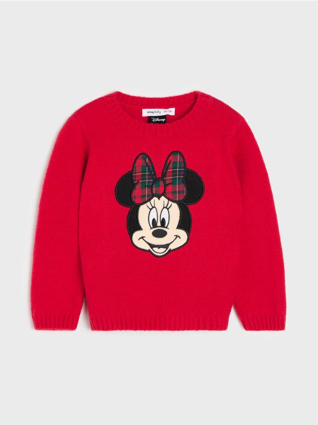 Sinsay - Pulover cu broderie Minnie Mouse - roșu