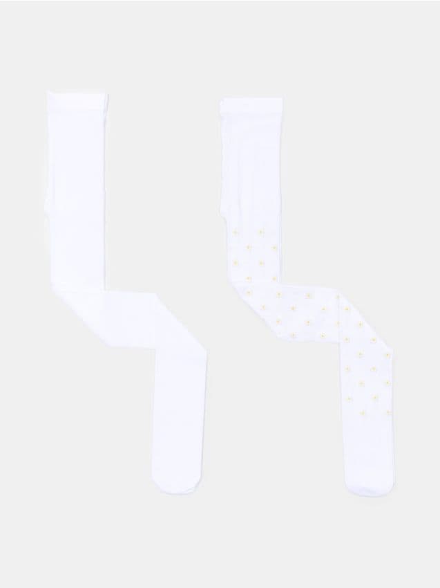 Sinsay - Dresuri cu motiv floral – pachet 2 bucăți - alb