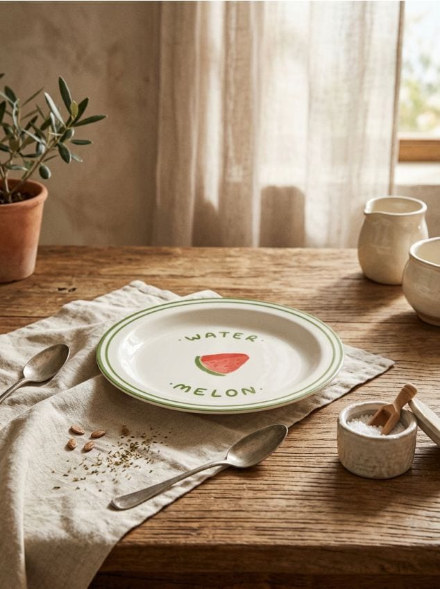 Sinsay - Farfurie ceramică cu imprimeu - alb