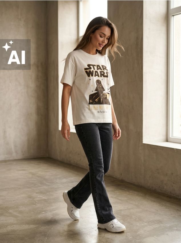 Sinsay - Tricou cu imprimeu Star Wars - crem