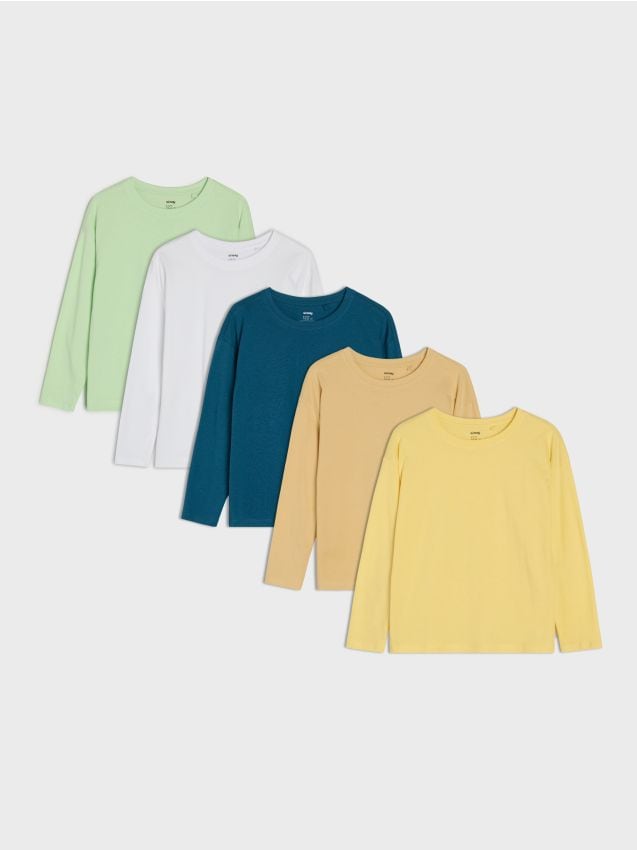 Sinsay - Tricouri cu mânecă lungă și croială largă, 5 pachete - alb