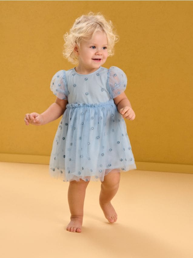 Sinsay - Rochie babydoll - albastru-pal