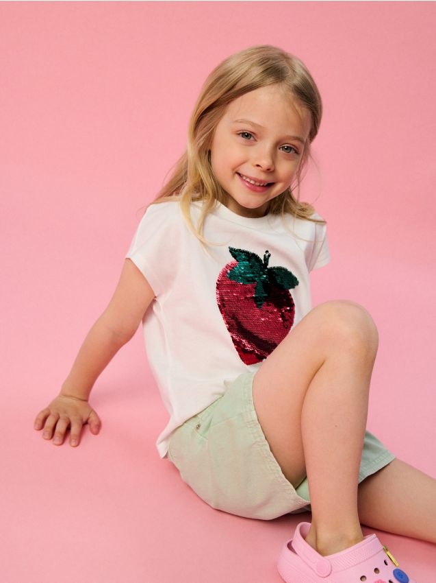 Sinsay - Șorturi din denim din bumbac - verde-deschis