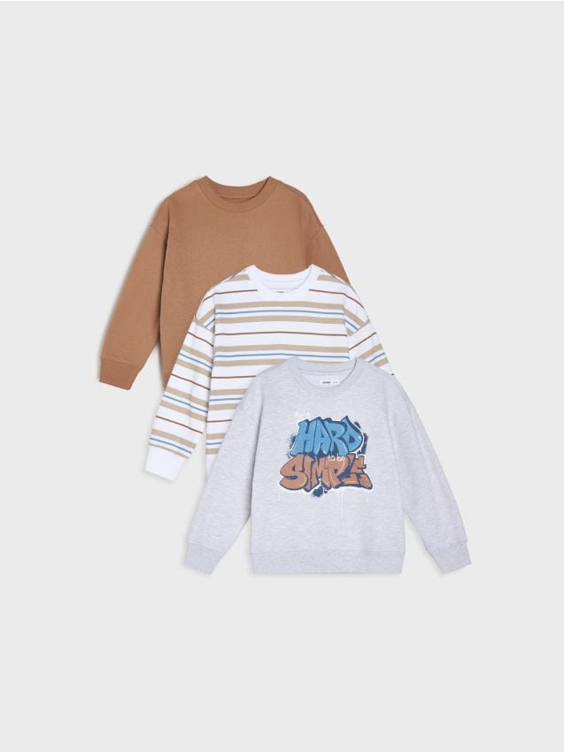 Sinsay - Set de 3 bluze sport - gri deschis