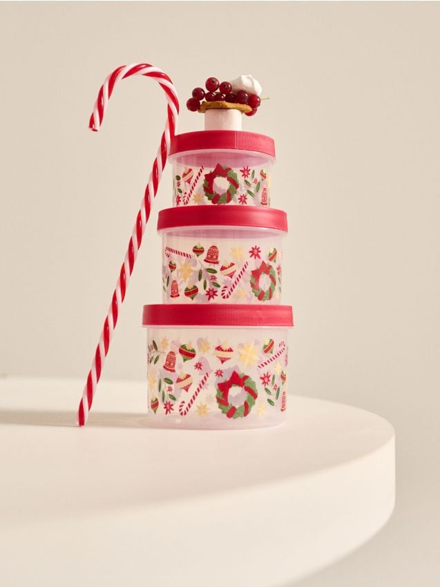 Sinsay - Sada vianočných nádob na potraviny s viečkami - červená