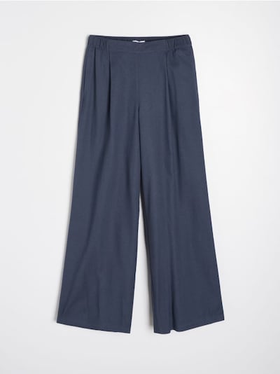 Široké kalhoty s lněným vláknem