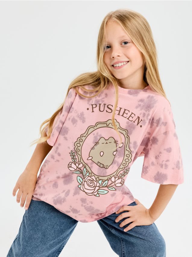 Sinsay - Tricou oversize din bumbac cu imprimeu Pusheen the Cat - multicolor