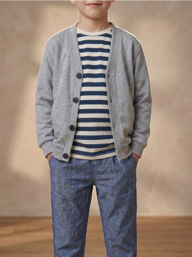 Sinsay - Hanorac cu nasturi tip cardigan - gri deschis