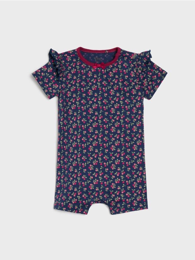 Sinsay - Salopetă din bumbac cu volane decorative - bleumarin
