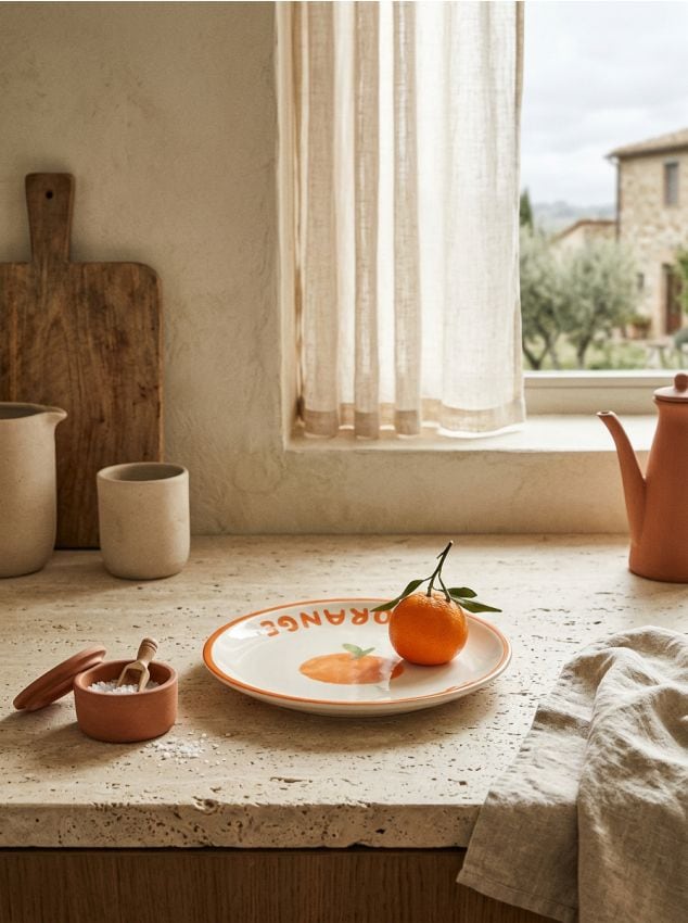 Sinsay - Farfurie cu motiv fructat - portocaliu