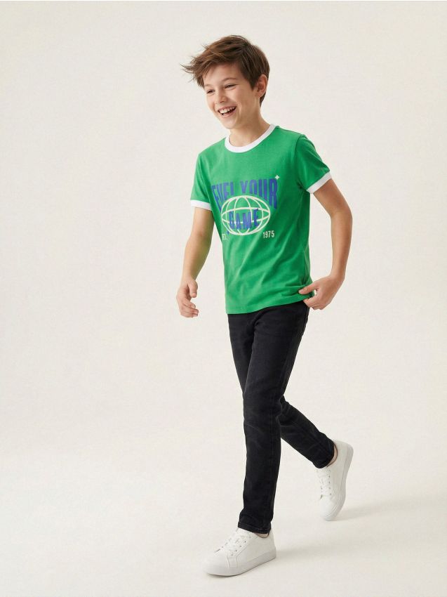 Sinsay - Tricou din bumbac cu imprimeu - verde