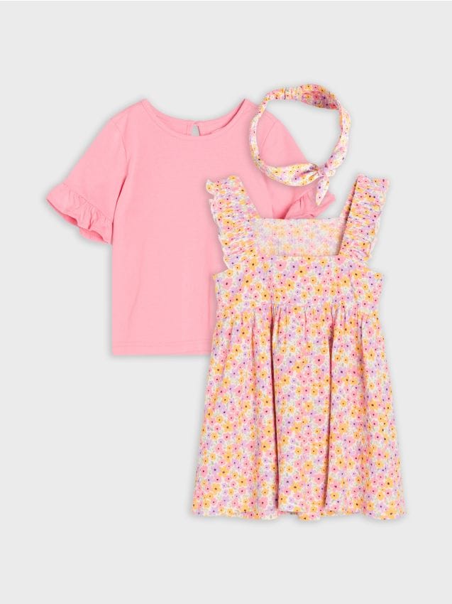 Sinsay - Set: rochie, tricou și bentiță - crem