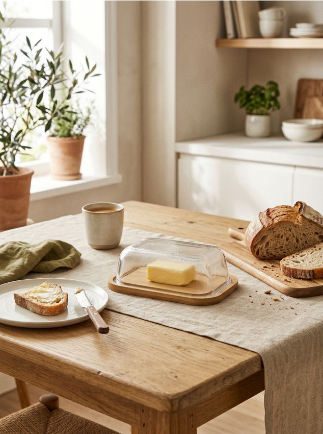 Sinsay - Untar din sticlă cu suport din bambus - clear