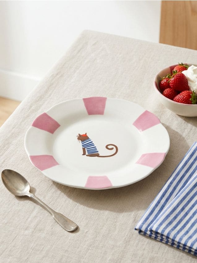 Sinsay - Farfurie ceramică cu imprimeu de pisică - roz