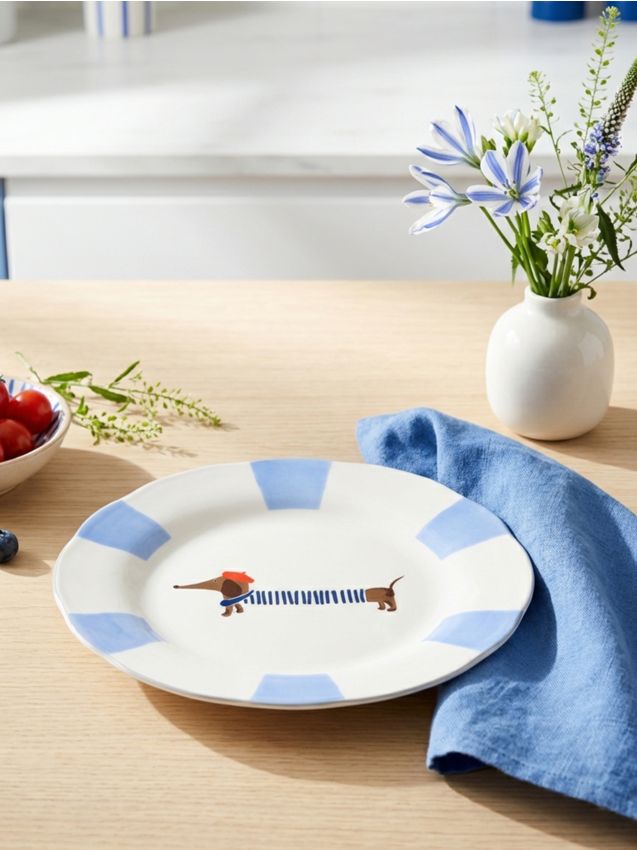 Sinsay - Farfurie ceramică cu imprimeu de câine - light blue