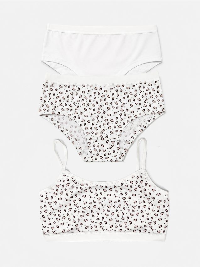 Sinsay - Set de lenjerie din bumbac: top și chiloți cu imprimeu leopard 3 pack - multicolor