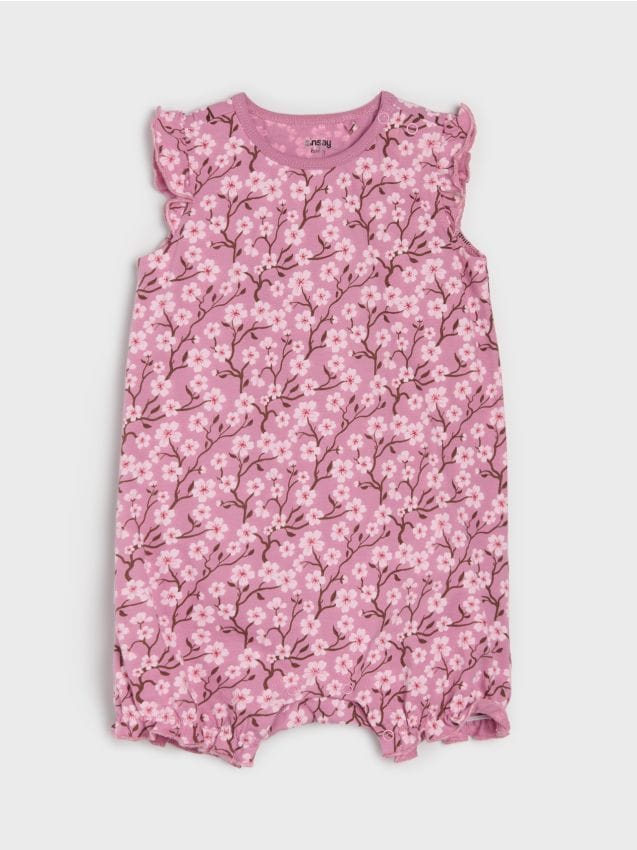 Sinsay - Salopetă din bumbac cu flori și volane - mov