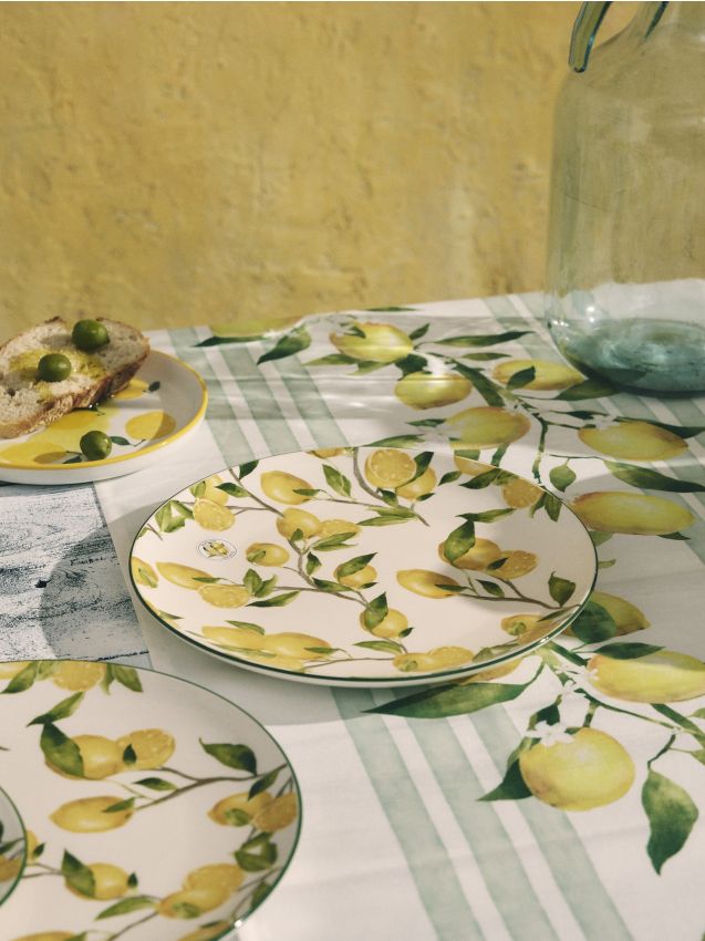 Sinsay - Farfurii ceramice cu motiv de lămâi 2 pack - multicolor