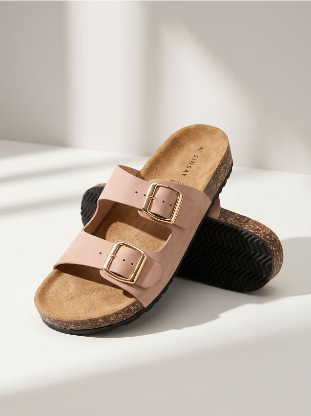 Ciabatte con soletta in pelle - rosa pastello