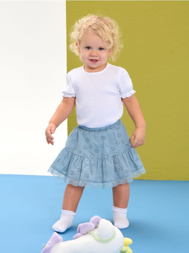 Sinsay - Fustă brodată - albastru-pal