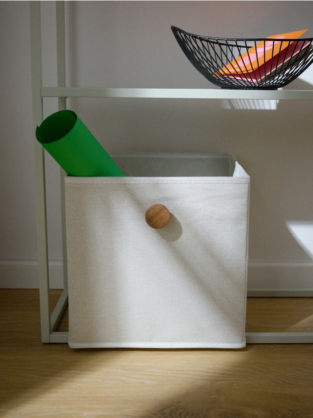 Sinsay - Cutie de depozitare pliabilă cu mâner din lemn - bej