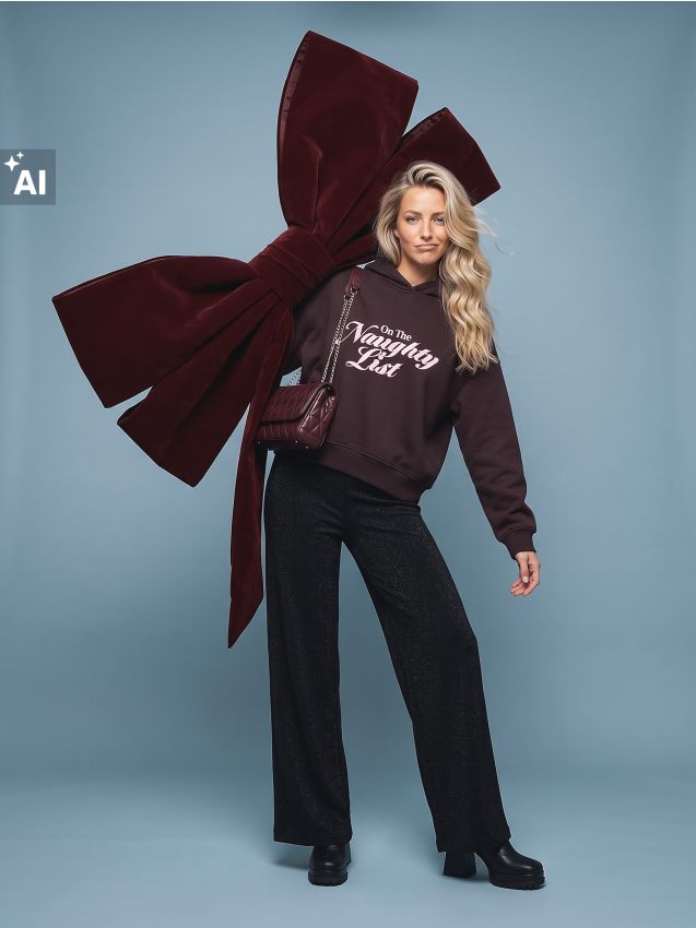 Sinsay - Hanorac hoodie cu inscripție de Crăciun - carmin