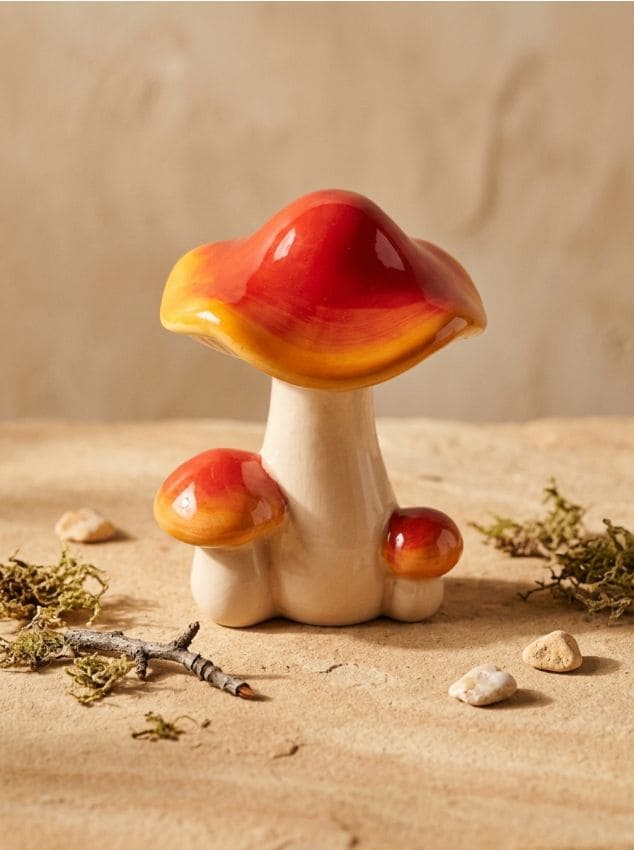 Decorazione da appoggio a forma di fungo - arancione