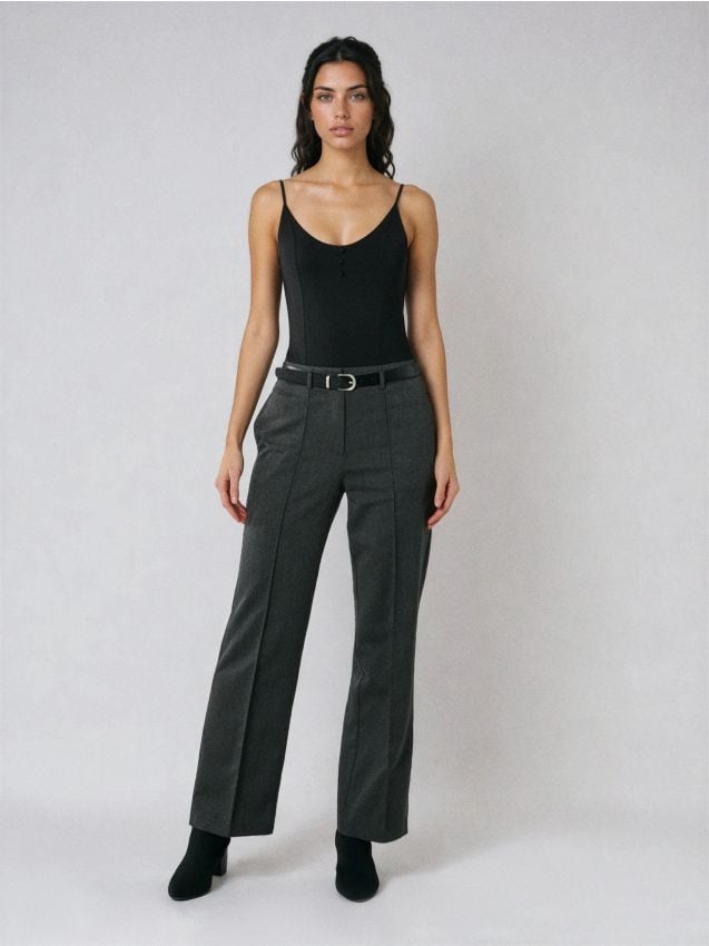 Sinsay - Spodnie z przeszytym kantem - szary