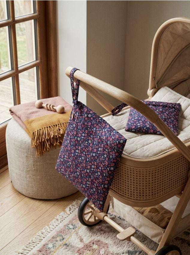 Sinsay - Set de genți de depozitare cu fermoar și model floral, set de 2 - albastru