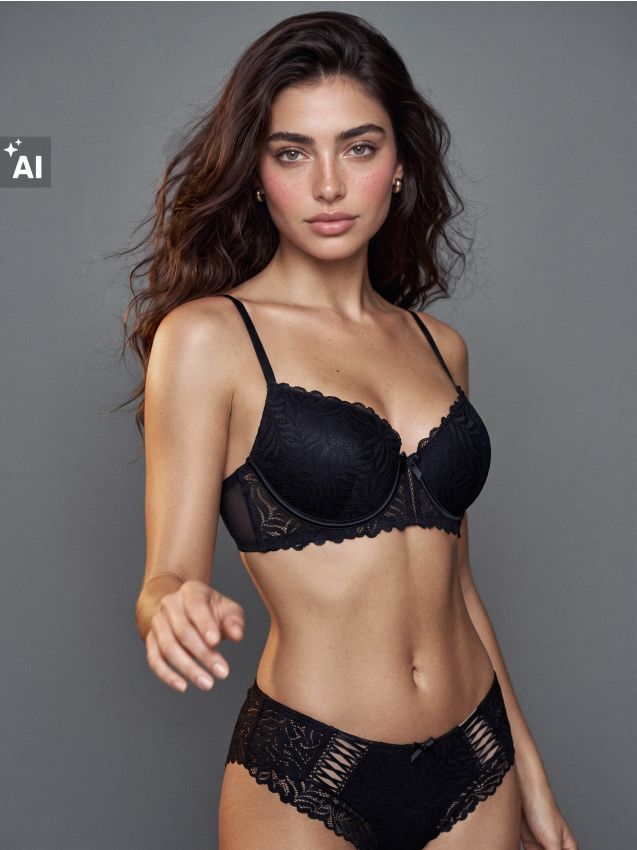 Sinsay - Sutien double push-up cu dantelă - negru