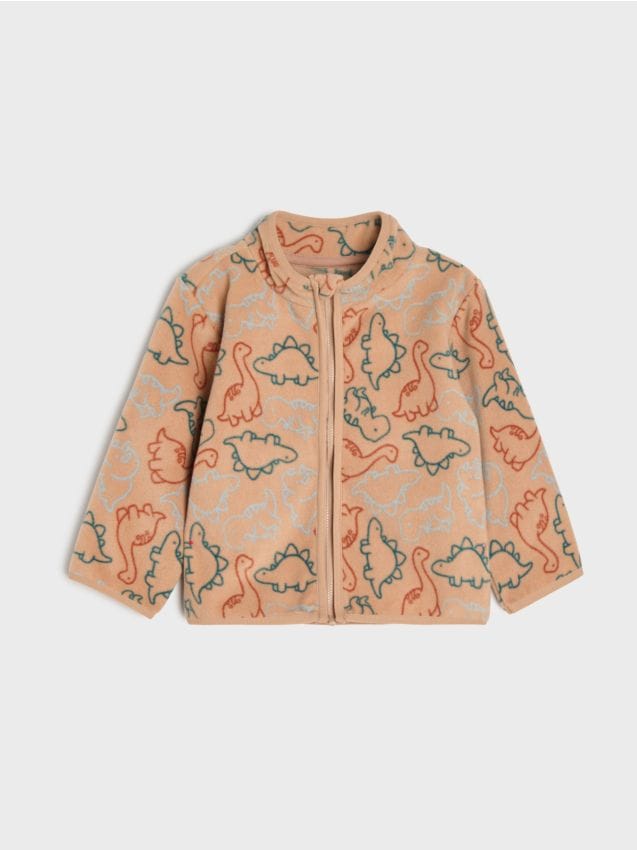 Sinsay - Hanorac din fleece cu motiv de dinozauri - bej