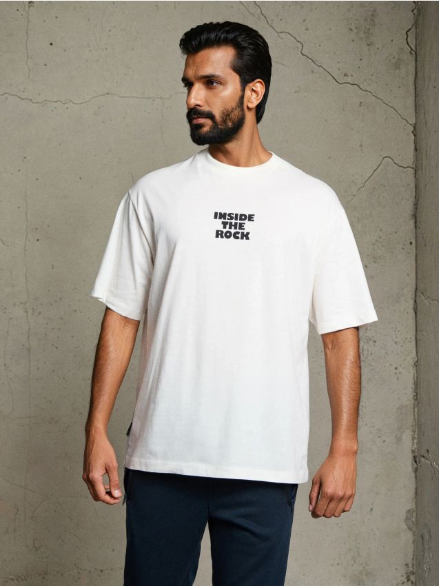 Sinsay - Tricou cu inscripţie pe spate - crem