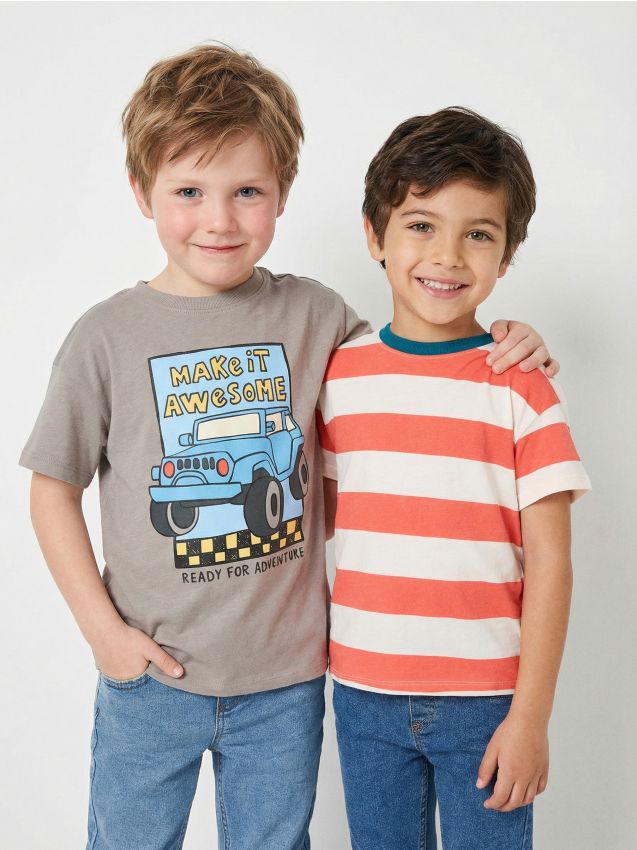 Sinsay - Tricouri din bumbac 2 pack - gri-neutru