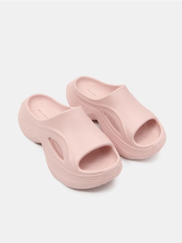 Sinsay - Papuci din spumă cu platformă - roz-pastel